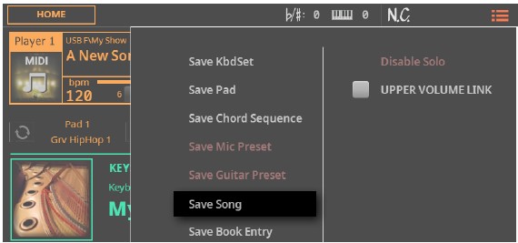 ottimizzazione dell'area di salvataggio delle risorse musicali come le Song direttamente all'interno della Home Page